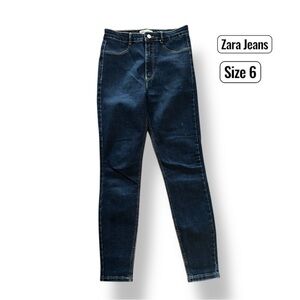 Zara Blue Skinny Jeans High-Rise Stretch size 6